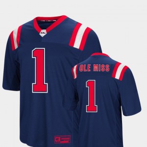 Men's Ole Miss Rebels Foos-Ball Football Navy #1 Authentic Jersey 224650-758