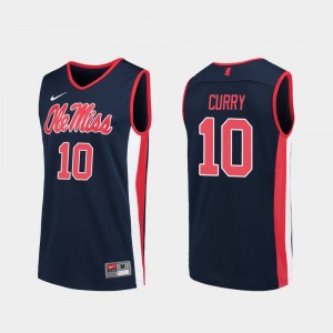 Men's Ole Miss Rebels Replica Navy Carlos Curry #10 College Basketball Jersey 215180-114