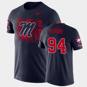 Men's Ole Miss Rebels Team Issue Navy Quentin Bivens #94 Performance T-Shirt 945543-650
