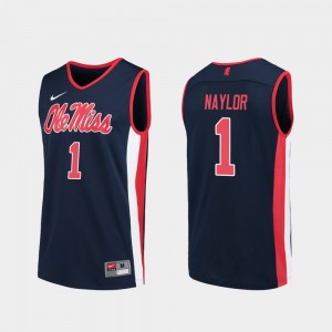 Men's Ole Miss Rebels Replica Navy Zach Naylor #1 College Basketball Jersey 105063-818