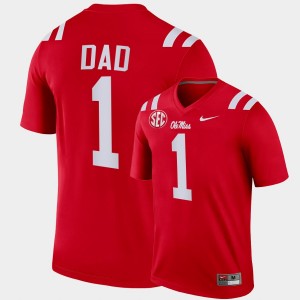 Men's Ole Miss Rebels College Football Red #1 2022 Fathers Day Gift Greatest Dad Jersey 696775-585