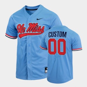 Men's Ole Miss Rebels College Baseball Blue Custom #00 2022 Full-Button Jersey 614168-741