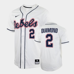 Men's Ole Miss Rebels College Baseball White Derek Diamond #2 2022 Jersey 169670-226