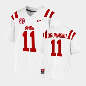 Men's Ole Miss Rebels College Football White Dontario Drummond #11 Game Jersey 602417-886