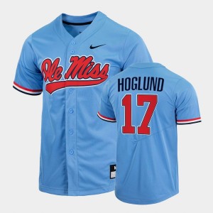 Men's Ole Miss Rebels College Baseball Blue Gunnar Hoglund #17 Full-Button Jersey 540074-189