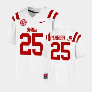 Men's Ole Miss Rebels College Football White Henry Parrish Jr. #25 Game Jersey 459306-470