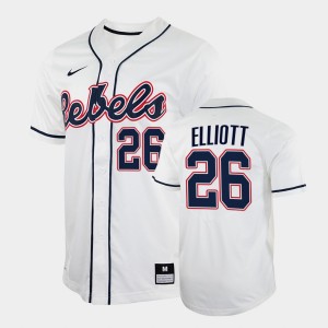 Men's Ole Miss Rebels College Baseball White Hunter Elliott #26 2022 Jersey 310012-622
