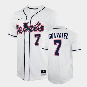 Men's Ole Miss Rebels College Baseball White Jacob Gonzalez #7 2022 Jersey 850818-770