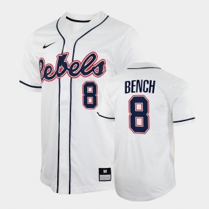Men's Ole Miss Rebels College Baseball White Justin Bench #8 2022 Jersey 496074-232