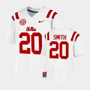 Men's Ole Miss Rebels College Football White Keidron Smith #20 Game Jersey 447633-299