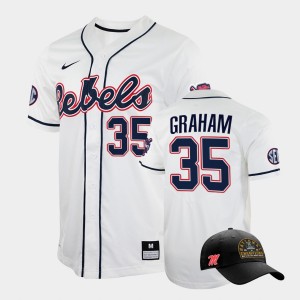 Men's Ole Miss Rebels College World Series White Kevin Graham #35 2022 Champions Free Hat Jersey 207598-808
