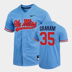Men's Ole Miss Rebels College Baseball Blue Kevin Graham #35 2022 Full-Button Jersey 185819-579