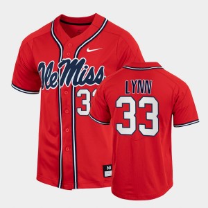 Men's Ole Miss Rebels College Baseball Red Lance Lynn #33 Full-Button Jersey 172632-863