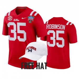 Men's Ole Miss Rebels College Football Red Mark Robinson #35 2022 Sugar Bowl Playoff Jersey 794035-963