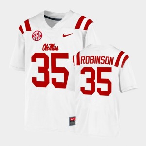 Men's Ole Miss Rebels College Football White Mark Robinson #35 Game Jersey 496071-444