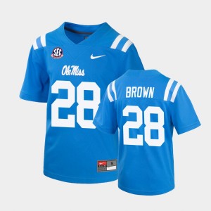 Men's Ole Miss Rebels College Football Powder Blue Markevious Brown #28 Jersey 640118-516