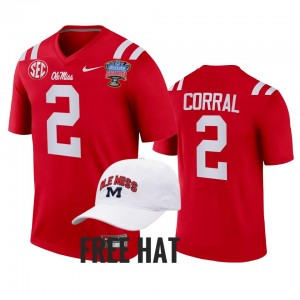 Men's Ole Miss Rebels College Football Red Matt Corral #2 2022 Sugar Bowl Playoff Jersey 431174-250