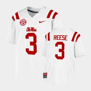 Men's Ole Miss Rebels College Football White Otis Reese #3 Game Jersey 664994-786