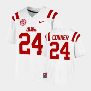 Men's Ole Miss Rebels College Football White Snoop Conner #24 Game Jersey 113692-771